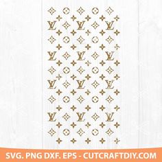 louis vuitton stickers with gold foil on white woodgrain, and the words svg png dxf eps - brings lv