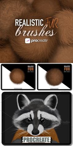 realistic fur brushes for photoshopped with the text procreate and an image of a