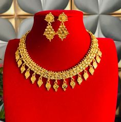 22ct gold plated necklace set look like real gold Gold Necklaces With Elegant Pendant Design, Elegant Gold-plated Gold Necklace, Gold Necklace With Elegant Design For Festive Occasions, Gold Plated Necklaces With Elegant Design For Celebrations, Elegant Gold Plated Necklaces For Celebrations, Gold Bridal Necklace With Pendant And Elegant Design, Gold Plated Temple Jewelry Necklaces With Elegant Design, Gold-plated Temple Necklace With Elegant Design, Elegant Gold Plated Temple Jewelry Necklace