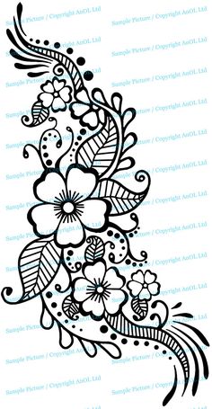 a flower tattoo design with leaves and flowers on it