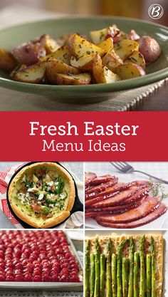 the cover of fresh easter menus with pictures of different types of food and vegetables