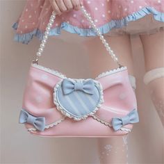 42757993201870 Halloween Contact Lenses, Pink China, Halloween Contacts, Pink Sugar, Bags Black, Cute Bags, Pearl Chain, Sweet Girls, Pink Bag