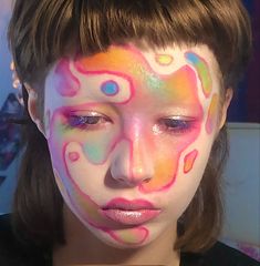 Clown Face Paint Ideas, Maximalist Makeup, Full Color Makeup, Eccentric Makeup, Checkered Makeup, Maquillage Goth, Abstract Makeup, Cool Face Paint