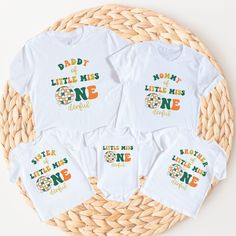 When ordering Select the size shirt that you'd like and the family member. Add it to your cart. Repeat for each shirt you order. Content + Care -Machine wash cold and tumble dry low Size + Fit -True To Size Fit (American Uni-Sex Sizes for T-Shirts) -Available in baby 3month-18 months, toddler 2t-5t, youth small-XL, and adult sizes small, medium, large, x-large, 2x-large, and 3x-large Processing + Shipping Your order will ship out in 2-5 days. Please allow 1-2 days for processing. Most orders are Retro First Birthday, Isn't She Onederful, Birthday Disco, Little Miss Onederful, Miss Onederful, Outfit Retro, Little Miss, Family Matching, Matching Shirts