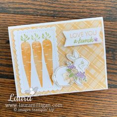 a close up of a card with carrots on it