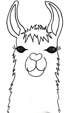 a llama face drawn in black and white