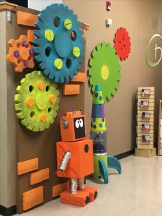 an assortment of toys are on display in the children's playroom