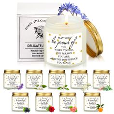 PRICES MAY VARY. Plentiful Quantity for Usage: you will receive 50 pieces scented candles, which provide soft and calming lighting with soothing scents for a peaceful ambiance, designed in 10 different scents, such as lavender, jasmine, rose, sea salt and sage, grapefruit bergamot, bluebell, orange flower, gardenia, English pear and freesia and more Appreciation Gifts: the [may you be proud] candles are inspirational gifts to show your appreciation and wishes, suitable for administrative assista Coworker Thank You Gift, Staff Appreciation Gifts, Bulk Candles, Employee Appreciation Gifts, Staff Appreciation, Employee Appreciation, Employee Gifts, Teacher Christmas, Best Candles