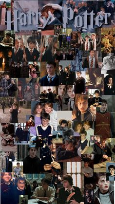 harry potter collage with many pictures in it