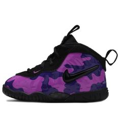 the nike zoom camo basketball shoe in purple and black