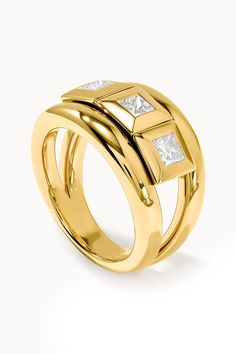 Tamara Comolli curriculum vitae diamond ring in yellow gold. 18K Yellow Gold (16.5g) approx. 0.24ct Diamonds (F/vs) Modern Wide Band Yellow Gold Diamond Ring, Modern Yellow Gold Diamond Ring With Wide Band, Modern Gold Wide Band Ring With Brilliant Cut, Luxury Yellow Gold Diamond Ring For Anniversary, Gold Diamond Signet Ring With Tension Setting, Luxury Yellow Gold Signet Ring With Tension Setting, Modern Gold Princess Cut Ring, Luxury Gold Diamond Ring For Formal Occasions, Timeless Gold Princess Cut Diamond Ring