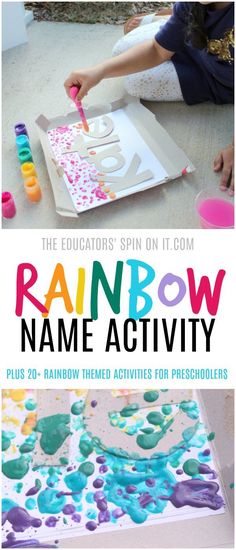 the rainbow name activity for kids is fun and easy to do with letters that are painted on