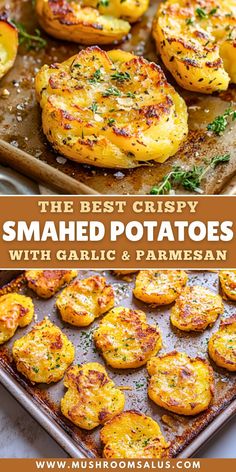 the best crispy smashed potatoes with garlic and parmesan