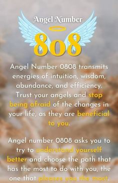 an angel number is on the back of a card with words above it and below it