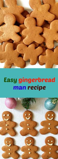 homemade gingerbread man cookies with the words easy gingerbread man recipe in front of them