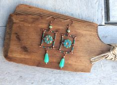 Turquoise Boho Earringsturquoise Earringscopper - Etsy Handmade Rectangular Copper Earrings, Turquoise Artisan Electroformed Earrings, Handmade Bohemian Square Earrings, Handmade Square Bohemian Earrings, Handmade Green Copper Earrings, Handmade Copper Green Earrings, Handmade Square Green Earrings, Handmade Green Square Earrings, Square Green Handmade Earrings