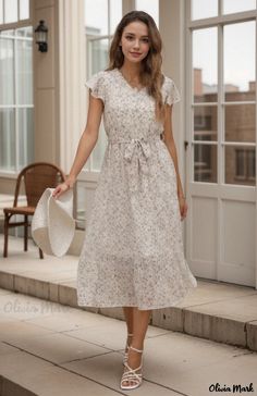 Olivia Mark - Stylish Casual Chiffon Pleated Maxi Dress with Butterfly Sleeves White Casual Chiffon Dress For Spring, Casual Chiffon Maxi Dress For Daywear, Casual White Chiffon Dress With Short Sleeves, White Casual Chiffon Dress For Day Out, Dress With Butterfly Sleeves, Bodysuit Dress, Cheongsam Dress, Pleated Maxi Dress, Pleated Maxi