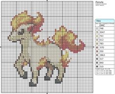 a cross stitch pattern with an image of a unicorn on the front and back side