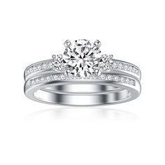 a white gold engagement ring set with diamonds