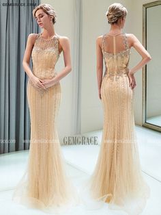 Fitted Floor-length Sleeveless Wedding Dress, Floor-length Fitted Sleeveless Wedding Dress, Gold Sleeveless Gown For Banquet, Sleeveless Gold Gown For Banquet, Fitted Backless Sleeveless Dress For Wedding, Champagne Sleeveless Evening Dress With Sweep Train, Glamorous Fitted Sleeveless Dress For Banquet, Fitted Floor-length Sleeveless Prom Dress, Fitted Sleeveless Sequin Dress For Wedding