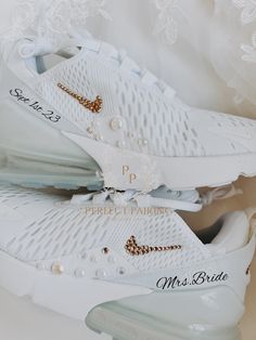 This Womens Wedding Shoes item is sold by PerfctPairings. Ships from Naperville, IL. Listed on Jun 12, 2023 Wedding Sneakers For Bride, Bride Sneakers, Wedding Shoes Sneakers, Pearl Wedding Shoes, Bridal Sneakers, 270 Nike, Wedding Sneakers, Custom Nike, Shoes Custom