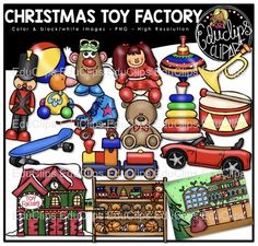 christmas toy factory clip art and digital collages