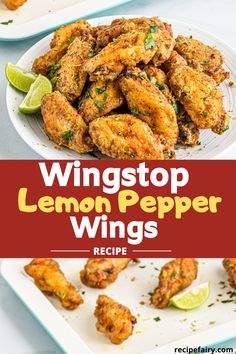 wingstop lemon pepper wings recipe on a plate with lime wedges