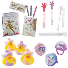 various toys including toothbrushes, scissors and other items