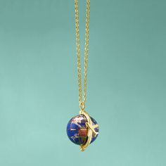 Ross-Simons - Italian Multi-Gemstone World Travel Globe Pendant Necklace Over Sterling. 20". Get your wanderlust on with our fantastic world travel necklace! Here, a beautifully detailed globe pendant is artfully crafted from a 20mm round lapis that's inlaid with jade, mother-of-pearl, abalone, jasper, unakite and quartz - all making up the visible continents of Europe, Africa, Asia, and North and South America! Set in polished 18kt yellow gold over sterling silver and features an arm with an ai Fantastic World, White Topaz Earrings, Travel Necklace, Lapis Earrings, Double Hoop Earrings, Travel Globe, Lapis Ring, Detailed Necklace, North And South