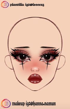 Cute Drawing Ideas Easy Step By Step Eyes Drawing Makeup, Makeup Drawing Halloween, Makeup Ideas Template, Drawing Makeup Looks, Makeup Look Drawing, Drawn Makeup Looks, Makeup Ideas Drawing Halloween, Makeup Drawing Ideas, Face For Makeup Drawing