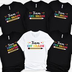 First Day of School Tee, Customizable School Team Grade T-Shirts, First Grade Tee, Second Grade Shirt, Appreciation Gift for Elementary School Kids, Back to School T-Shirts, Third Grade Shirt, Team Fourth Grade, Team 5th Grade Shirt, Team Kindergarten Shirt, Team Pre-school Shirt ➤HOW DO I KNOW WHAT SIZE FITS ME BEST  To See Our Size Chart, Please Make Sure To Scroll Through The Photos. The Measurements For Our Shirts Are Listed There As Well. These Are A Unisex Fit, So They Will Be Looser If You Order Your Normal Women's Size. For A More Fitted Look, Most People Will Size Down. Please Keep In Mind That Our Size Chart Measurements Are Not in Circumference. ➤EASIEST WAY TO ORDER 1. First, Make Sure That You Have Read All Relevant Information. You Have Scrolled Through All Of The Photos 2. O 5th Grade Shirt, Second Grade Shirt, Happy First Day Of School, Kindergarten Shirts, Back To School Kids, Back 2 School, Welcome Back To School, School Tees, School Team