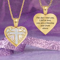 Love and faith are two of life’s greatest gifts. Celebrate your devotion and commitment with a sparkling diamond cross and an inspirational inscription. #danburymint #diamond #blessed #giftsforher #giftforher #faith #religiousjewelry Love And Faith, Sparkling Diamond, Chain Design, Romantic Gifts, A Blessing