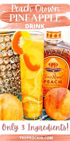 peach crown pineapple drink with orange slices and lemons