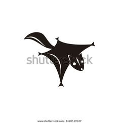 black and white silhouette of an animal's head with long tail, on a white background