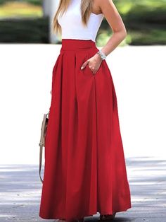 Beach Maxi Skirt, Long Skirt Summer, Feminine Skirt, High Waist Long Skirt, High Waisted Pleated Skirt, Maxi Rok, High Rise Style, Pleated Long Skirt, Trendy Skirts