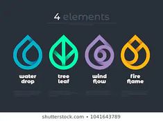 four water drop logos with different colors