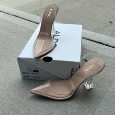 Never Worn Aldo Clear Heels! Size 10 Trendy Clear Pointed Toe Heels, Chic Clear Closed Toe Heels, Chic Clear Closed-toe Heels, Clear Pointed Toe Heels With 4-inch Heel, Chic Clear Pointed Toe Heels, Chic Clear Heels With Pointed Toe, Aldo Heels, Clear Heels, Hot Shoes