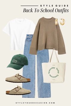 Junior Year College Outfits, Every Day Work Outfits, Style Inspiration School Outfits, Back To School Clothes 2024, Elevated College Outfits, Outfits For School Freshman, It Girl Outfits For School, First Day Of High School Outfit, Clothes Inspo Casual