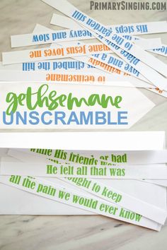 some stickers are laying on top of each other with the words got them unscramble