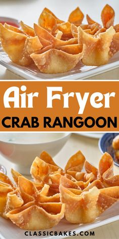 air fryer crab rangoon on a white plate