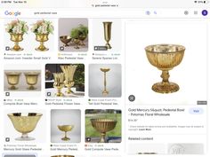 an image of gold vases displayed on the internet search for antiques and home decor