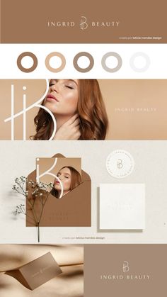 the brand identity and branding design for an upscale beauty store, including two beautiful women with long hair