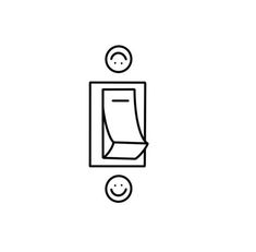 a black and white line drawing of a light switch with a sheet of paper on it