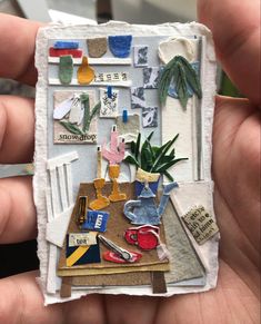 Miniature still life collage original artwork Series Of Artwork, Interior Design Scrapbook, Work Book Ideas, Tiny Art Projects, Diy Art Prints, Diy Gift Ideas For Family, Decoupage Ideas Wood, Diy Collage Ideas, Anthropology Diy