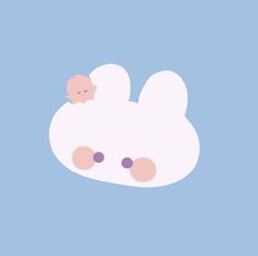 an illustration of a white cloud with two eyes and a baby on it's back