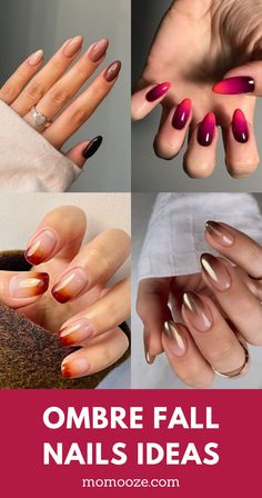 Our 23 Favorite Fall Ombre Nails To Rock This Season 25 Gel Polish Nail Designs Ombre, Ombre Dip Powder Nails Fall, Ambre Nails Ombre Fall, Nail Designs Ombre Color Combos, Ombre Dip Nails Fall, Ombre Fall Nail Designs, Maroon Ombre Nails, Fall Ombré Nails