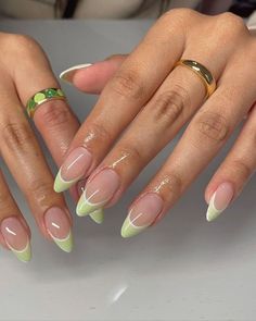 Oval Nails, Best Acrylic Nails, Cute Acrylic Nails, Green Nails