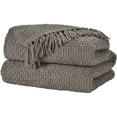 two gray towels stacked on top of each other