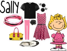 a woman's clothing and accessories are arranged in the shape of a girl with blonde hair