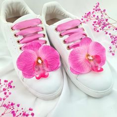 Add a vibrant touch to your footwear with our Fuchsia Orchid Flower Shoe Clips! These charming accessories, made from durable polyester fabric, are designed to enhance any pair of shoes with a pop of color and style. Size: Each flower measures approximately 3.15 in x 2.95 in (8 cm x 7.5 cm), making them the perfect size to stand out without overwhelming your look. Color: Available in a stunning fuchsia shade, these flower clips are a delightful way to personalize your sneakers, high heels, flats Pink Fabric Sneakers With Round Toe, Pink Low-top Fabric Sneakers, Pink Fabric Sneakers For Spring, Heels Flower, Flower Shoes, Flower Clip, Shoe Clips, Orchid Flower, Shoe Charms